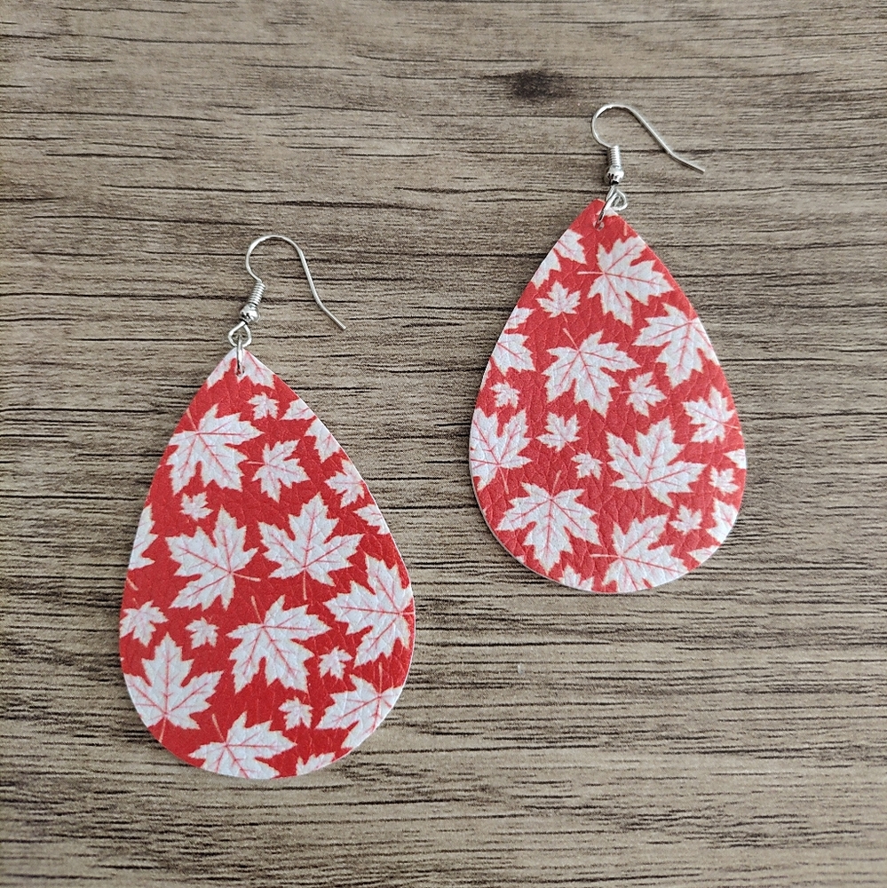 NWT Fall Faux Leather Earrings